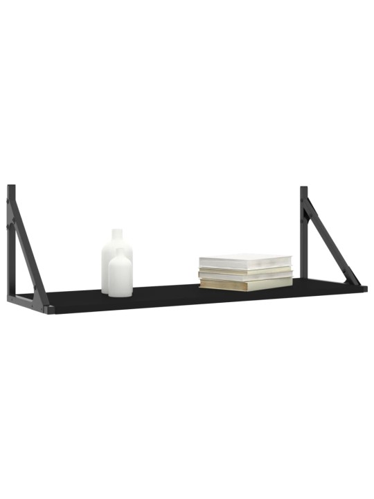 Nástěnné police 2 ks černé 80 x 25 x 25,5 cm kompozitní dřevo