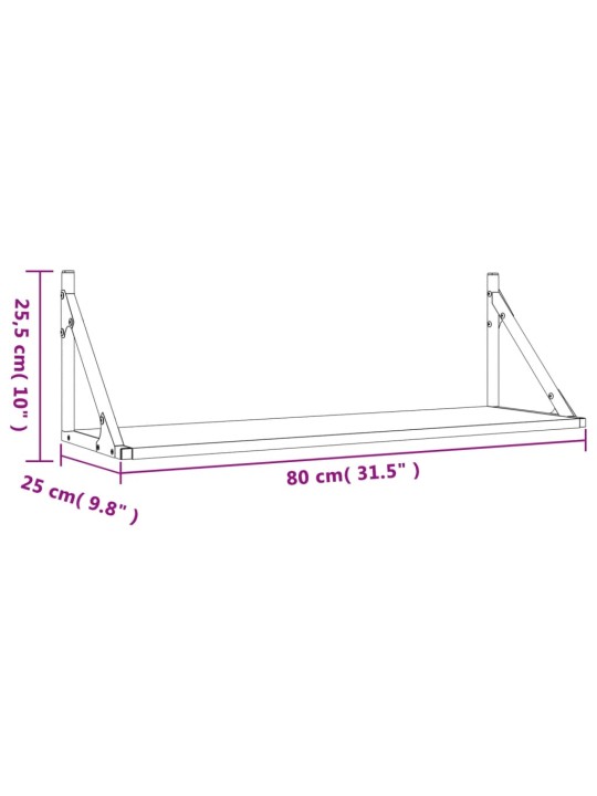Nástěnné police 2 ks černé 80 x 25 x 25,5 cm kompozitní dřevo