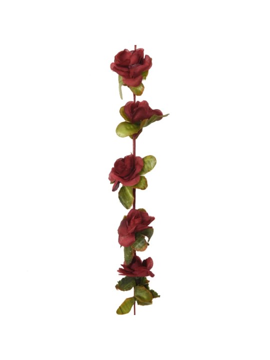 Vánoční květinové girlandy 6 ks vínové 250 cm