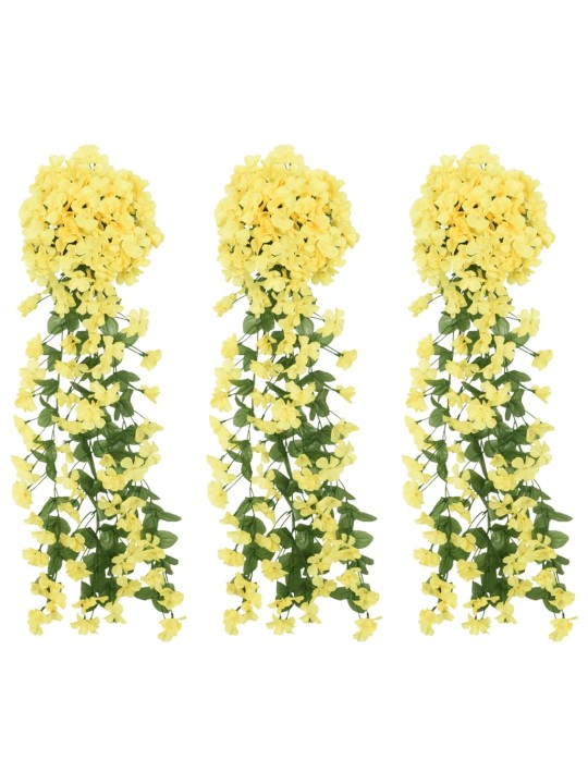 Vánoční květinové girlandy 3 ks žluté 85 cm