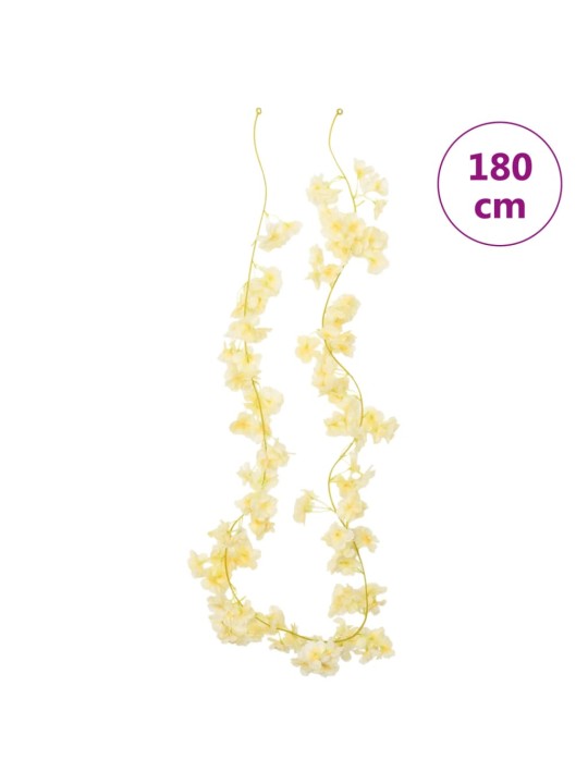 Vánoční květinové girlandy 6 ks champagne 180 cm