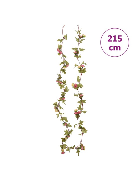 Vánoční květinové girlandy 6 ks růžové 215 cm