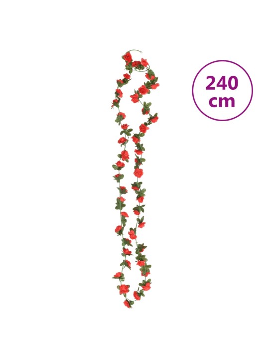 Vánoční květinové girlandy 6 ks červené 240 cm