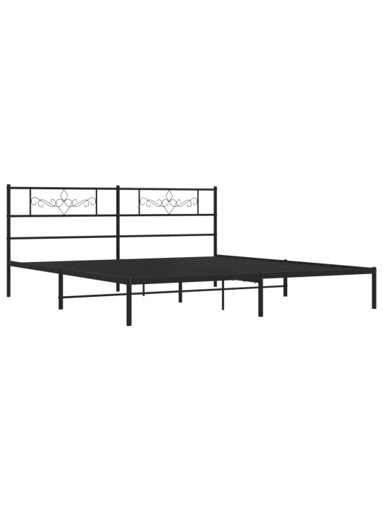 Kovový rám postele s čelem černý 200 x 200 cm