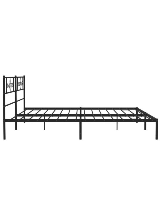 Kovový rám postele s čelem černý 200 x 200 cm
