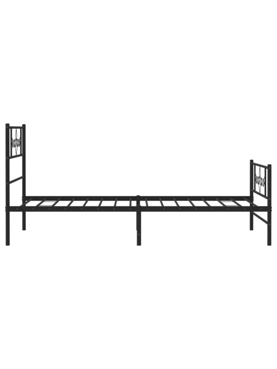Kovový rám postele s hlavovým a nožním čelem černý 80 x 200 cm