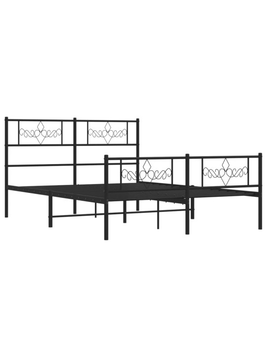 Kovový rám postele s hlavovým a nožním čelem černý 120 x 200 cm