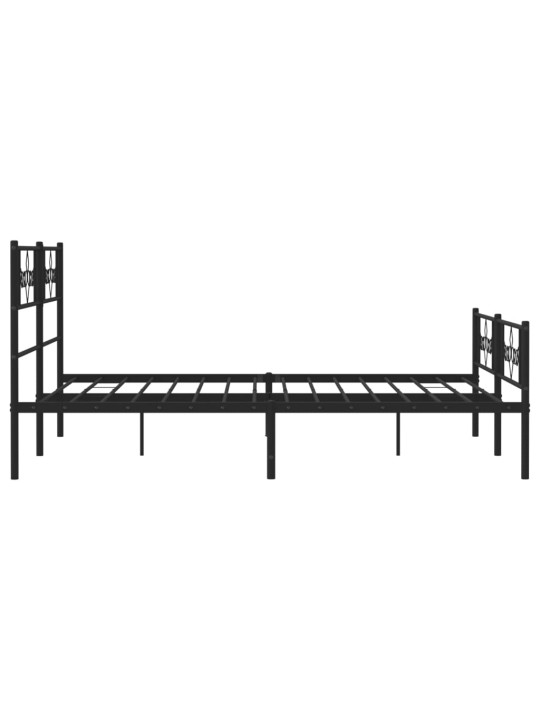 Kovový rám postele s hlavovým a nožním čelem černý 140 x 200 cm