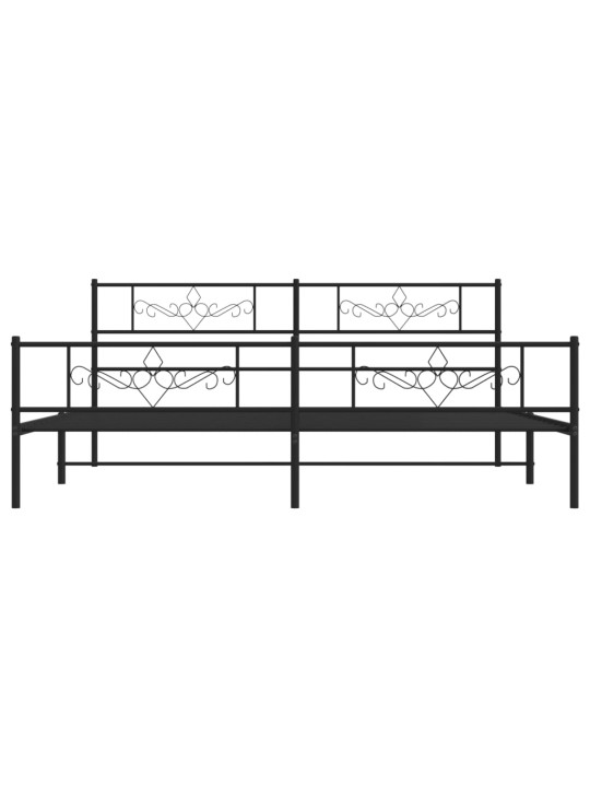 Kovový rám postele bez matrace s nožním čelem černý 180x200 cm