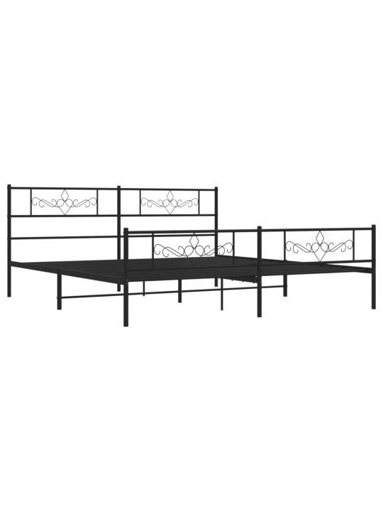 Kovový rám postele bez matrace s nožním čelem černý 180x200 cm