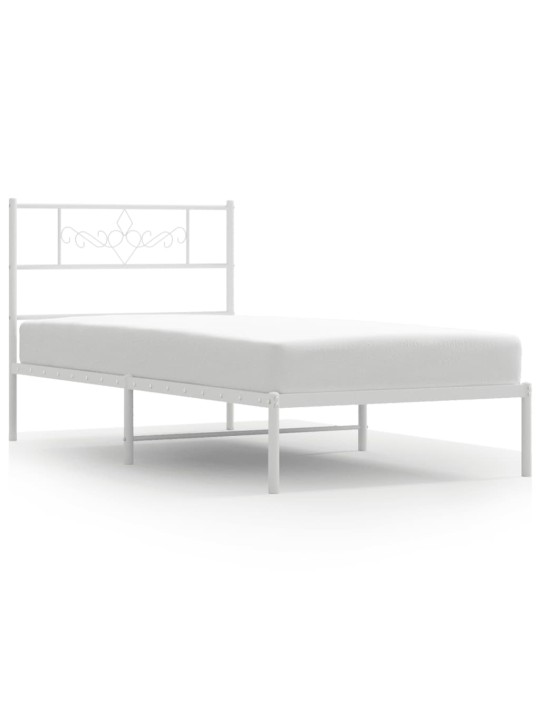 Kovový rám postele bez matrace s čelem bílý 75 x 190 cm