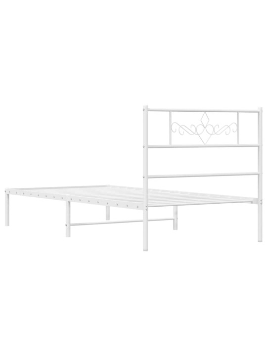 Kovový rám postele s čelem bílý 80 x 200 cm