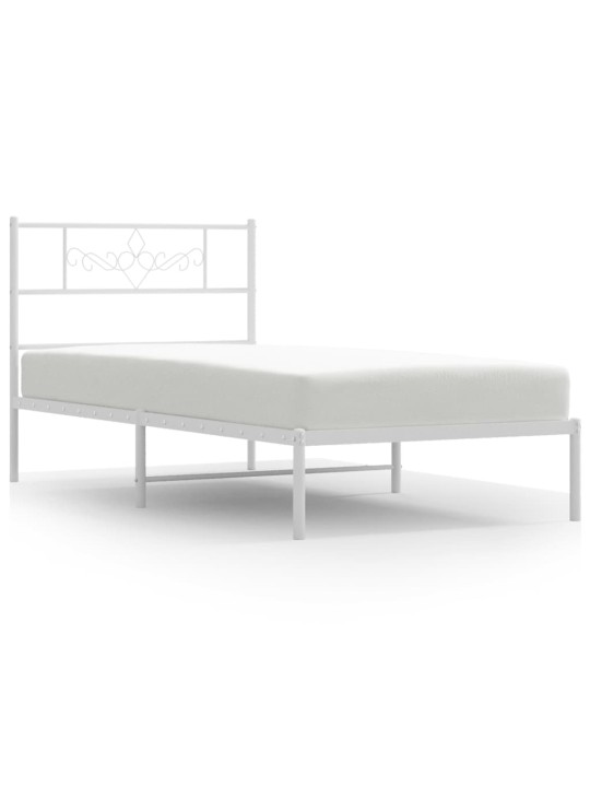 Kovový rám postele s čelem bílý 107 x 203 cm