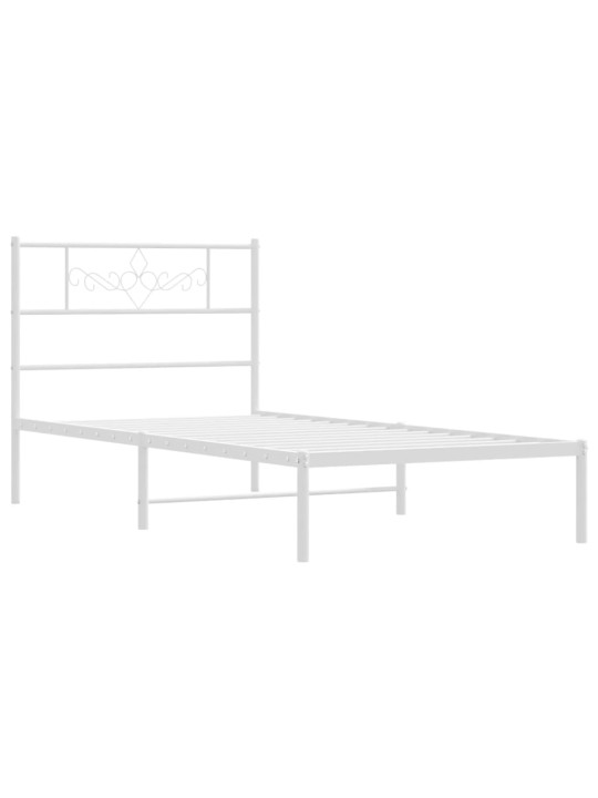 Kovový rám postele s čelem bílý 107 x 203 cm
