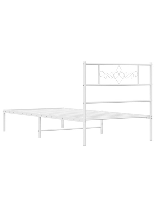 Kovový rám postele s čelem bílý 107 x 203 cm