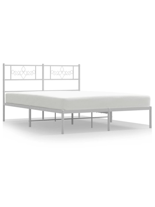 Kovový rám postele s čelem bílý 120 x 200 cm