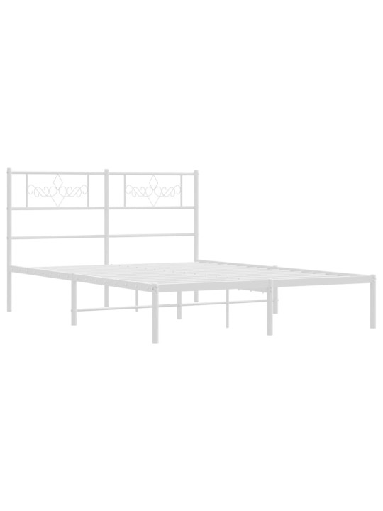 Kovový rám postele s čelem bílý 120 x 200 cm