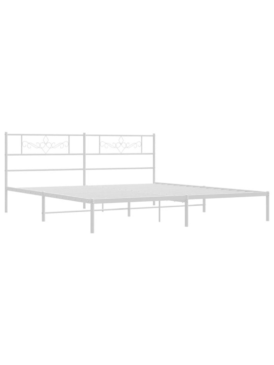 Kovový rám postele s čelem bílý 180 x 200 cm