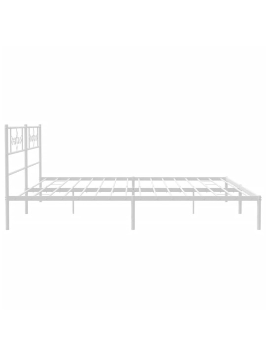 Kovový rám postele s čelem bílý 180 x 200 cm