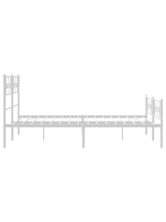 Kovový rám postele s hlavovým a nožním čelem bílý 120 x 190 cm