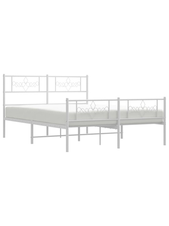 Kovový rám postele s hlavovým a nožním čelem bílý 120 x 200 cm