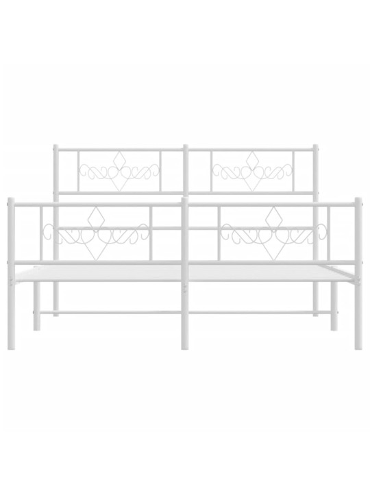 Kovový rám postele s hlavovým a nožním čelem bílý 120 x 200 cm