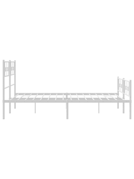 Kovový rám postele s hlavovým a nožním čelem bílý 135 x 190 cm