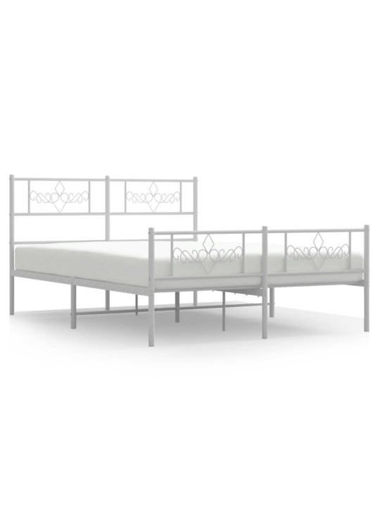 Kovový rám postele s hlavovým a nožním čelem bílý 140 x 200 cm