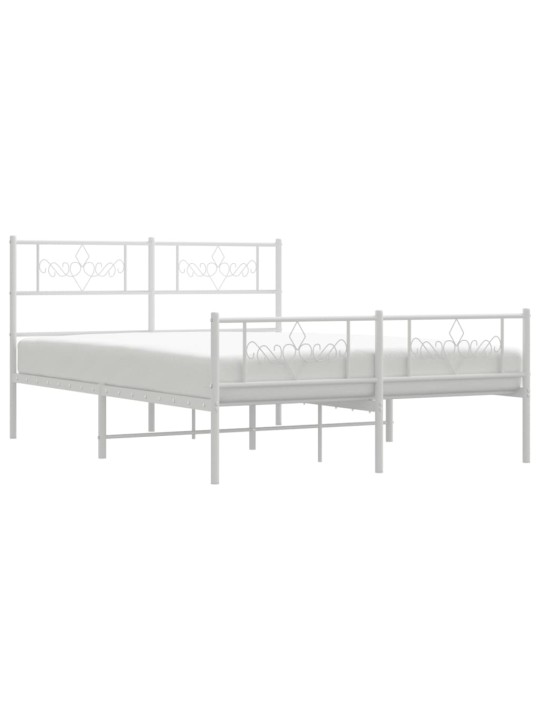 Kovový rám postele s hlavovým a nožním čelem bílý 140 x 200 cm
