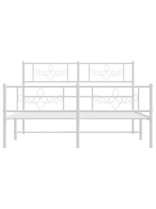 Kovový rám postele s hlavovým a nožním čelem bílý 140 x 200 cm