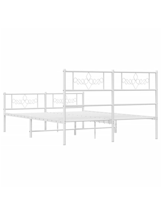 Kovový rám postele s hlavovým a nožním čelem bílý 140 x 200 cm
