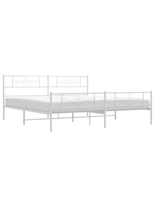 Kovový rám postele s hlavovým a nožním čelem bílý 200 x 200 cm