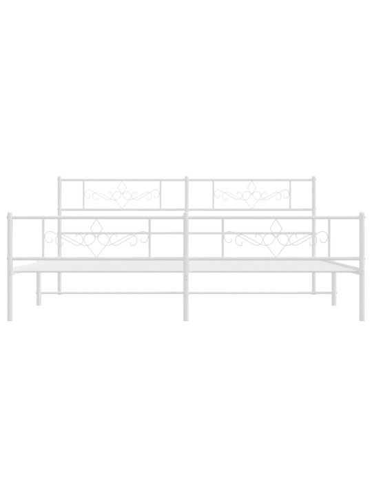 Kovový rám postele s hlavovým a nožním čelem bílý 200 x 200 cm