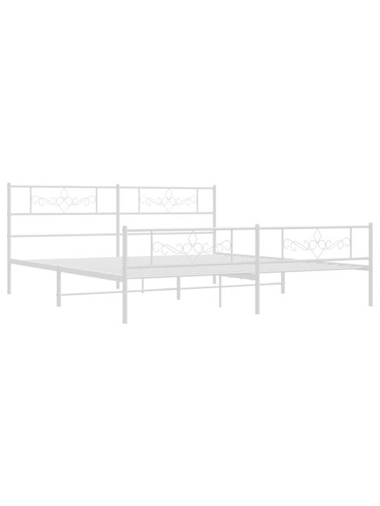 Kovový rám postele s hlavovým a nožním čelem bílý 200 x 200 cm