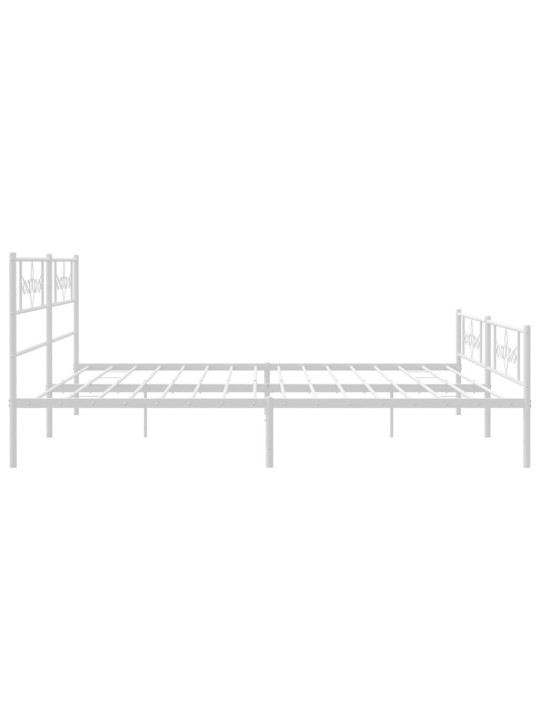Kovový rám postele s hlavovým a nožním čelem bílý 200 x 200 cm