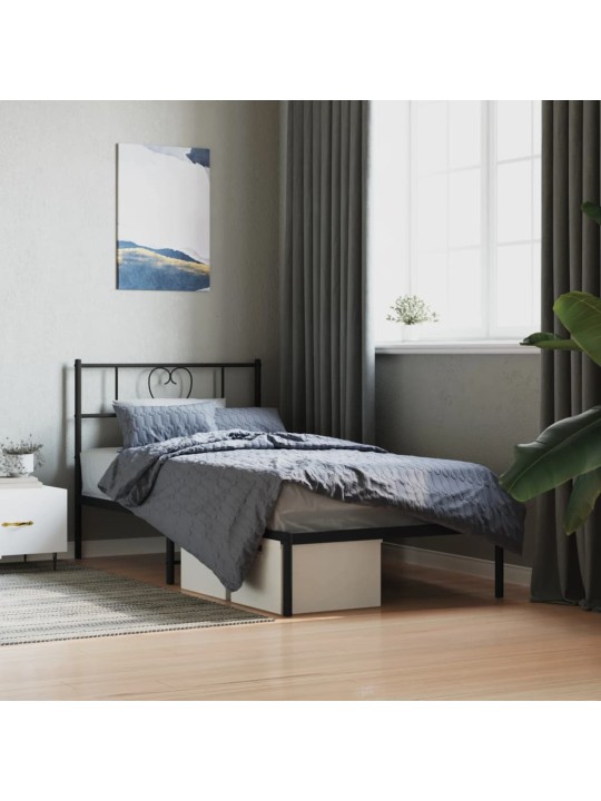 Kovový rám postele s čelem černý 75 x 190 cm