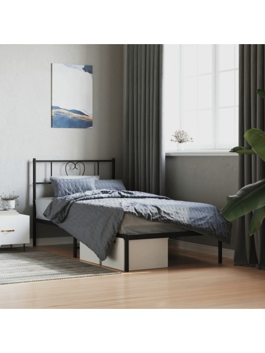 Kovový rám postele s čelem černý 100 x 200 cm