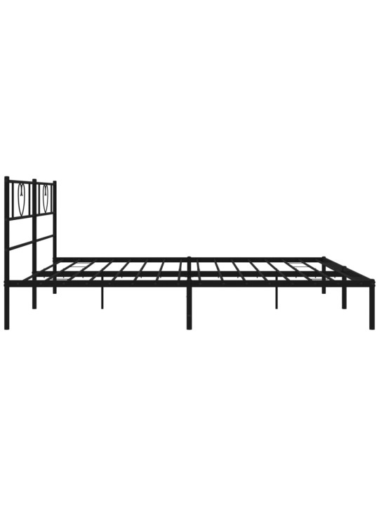 Kovový rám postele s čelem černý 180 x 200 cm