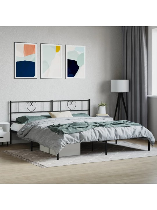 Kovový rám postele s čelem černý 180 x 200 cm