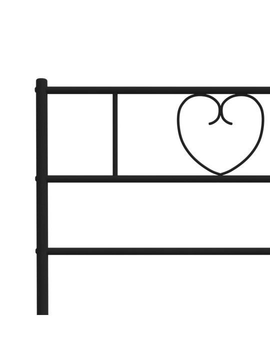 Kovový rám postele s hlavovým a nožním čelem černý 200 x 200 cm