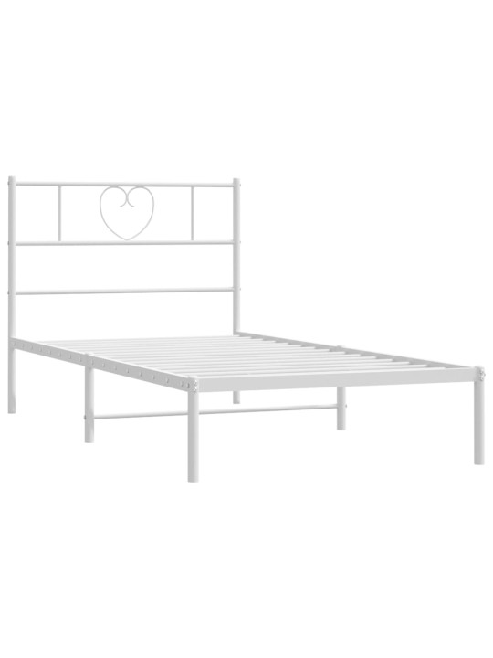 Kovový rám postele bez matrace s čelem bílý 75 x 190 cm