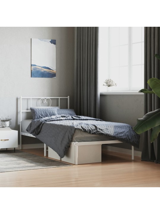 Kovový rám postele s čelem bílý 100 x 200 cm