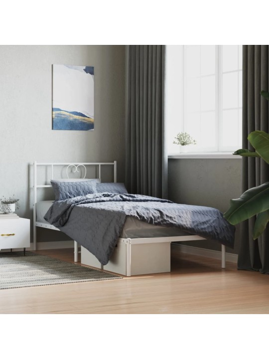 Kovový rám postele s čelem bílý 107 x 203 cm