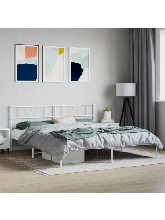 Kovový rám postele s čelem bílý 180 x 200 cm