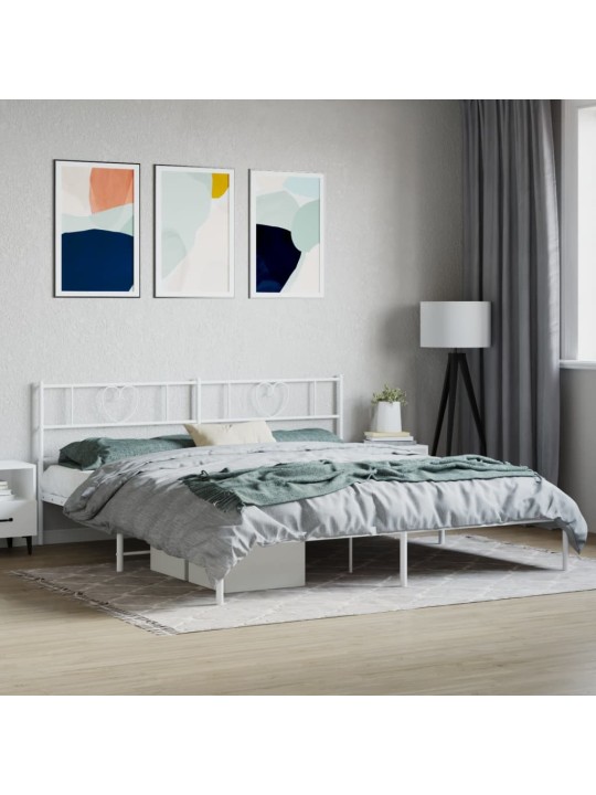 Kovový rám postele s čelem bílý 183 x 213 cm