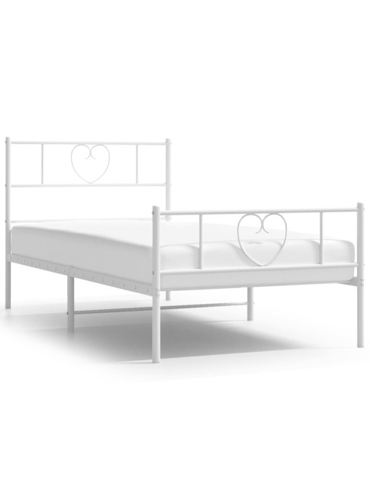 Kovový rám postele s hlavovým a nožním čelem bílý 80 x 200 cm
