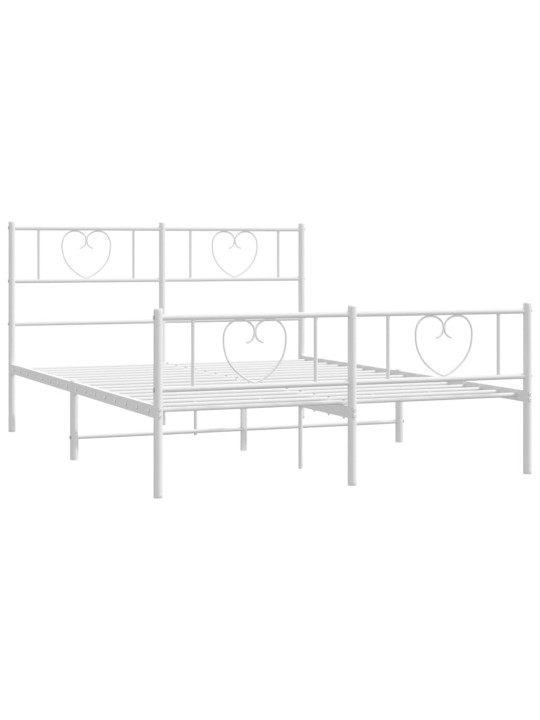 Kovový rám postele s hlavovým a nožním čelem bílý 150 x 200 cm