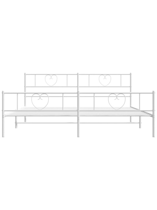 Kovový rám postele s hlavovým a nožním čelem bílý 200 x 200 cm