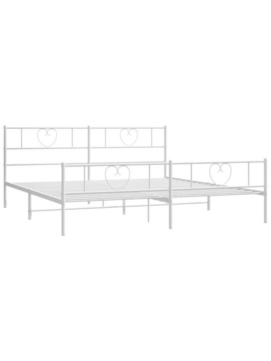 Kovový rám postele s hlavovým a nožním čelem bílý 200 x 200 cm