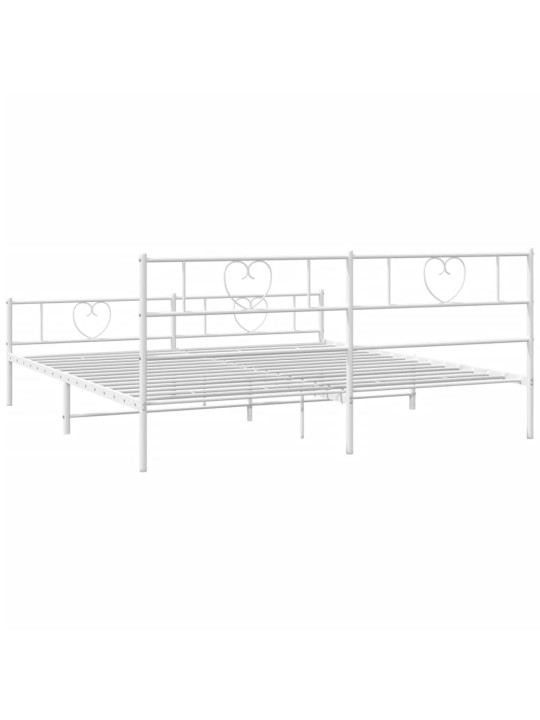 Kovový rám postele s hlavovým a nožním čelem bílý 200 x 200 cm